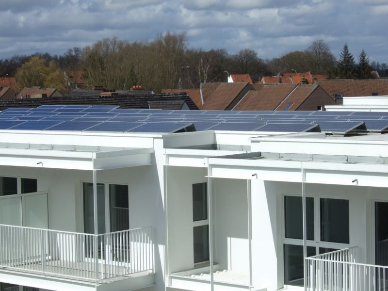 Pannelli fotovoltaici sui tetti delle nuove case di Kortrijk