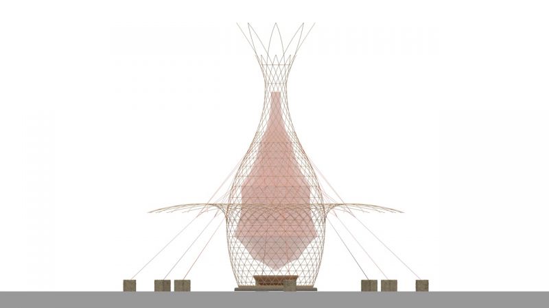 Warka Water Towers, vista frontale,Architecture and Vision