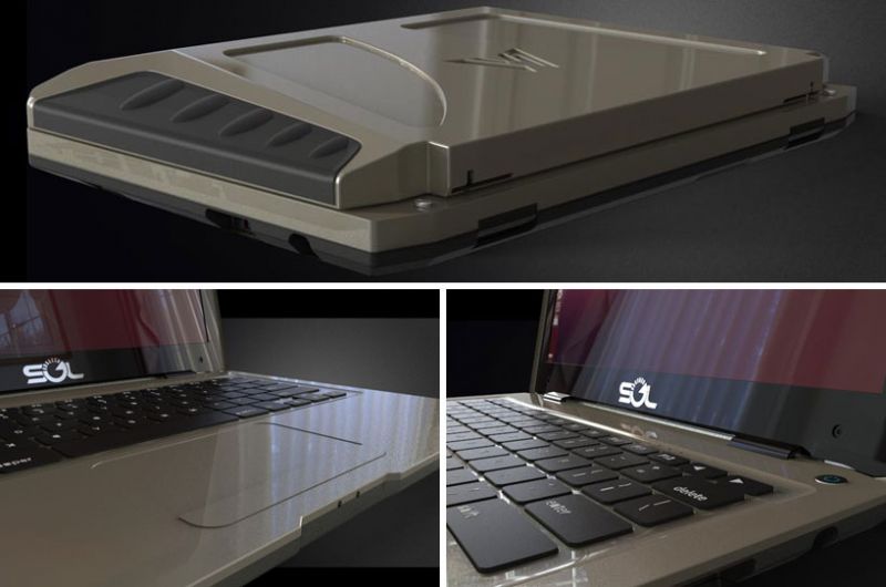 Design del notebook SOL che si ricarica col sole