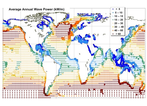 La mappa mostra il rendimento medio annuale dei mari