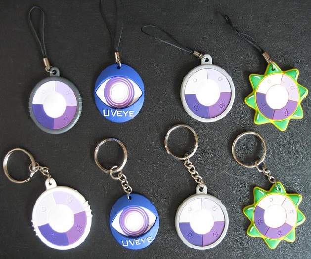 Una serie di UV Tester portachiavi solari UV Tester solari