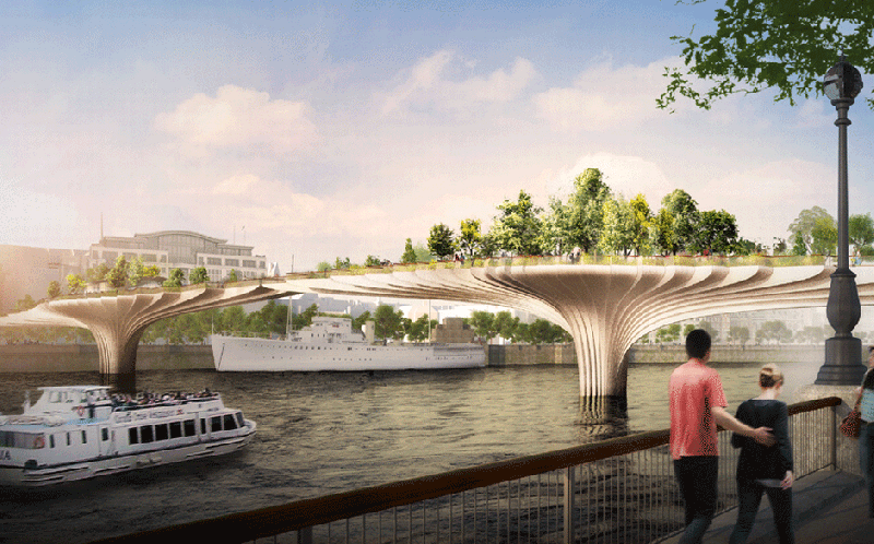 garden bridge Vista del ponte dal lato sud di South Bank