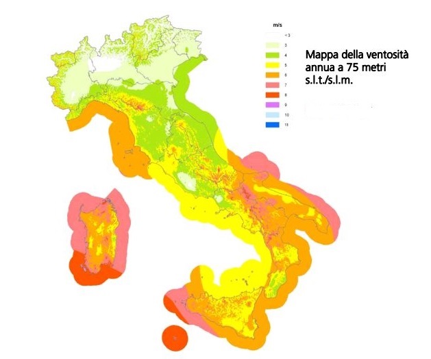 Mappa del vento in Italia