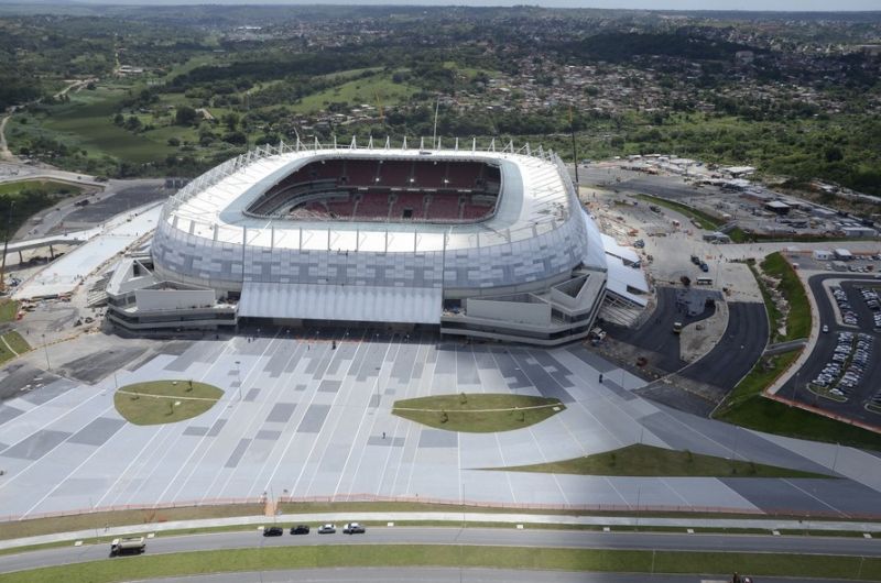 Pernambuco: stadio e impianto fotovoltaico a terra Un'immagine dall'alto del neonato stadio Pernambuco, con l'impianto fotovoltaico a terra da 1 MW