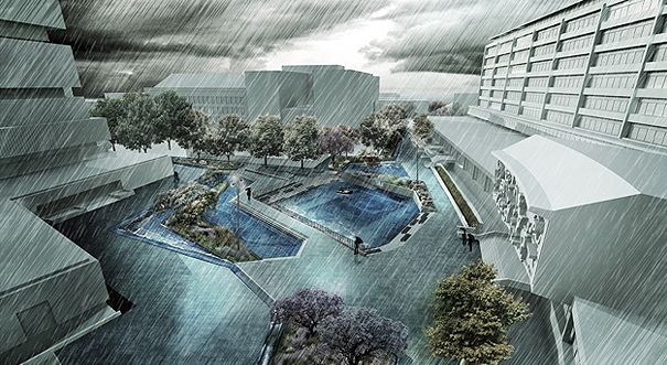 Suggestivo disegno di una water square