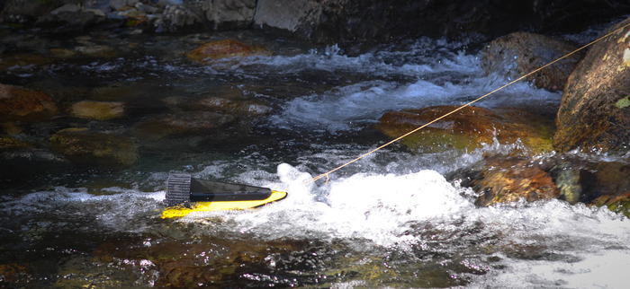 Hydrobee immerso in un torrente