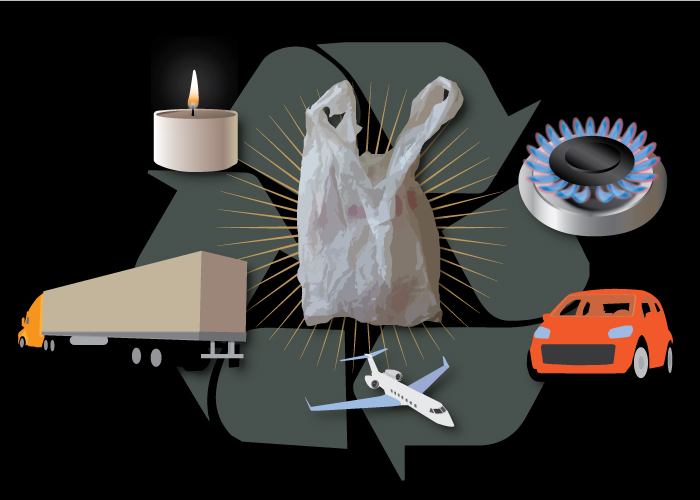 Schema del recupero dei sacchetti di plastica per ottenere prodotti petroliferi