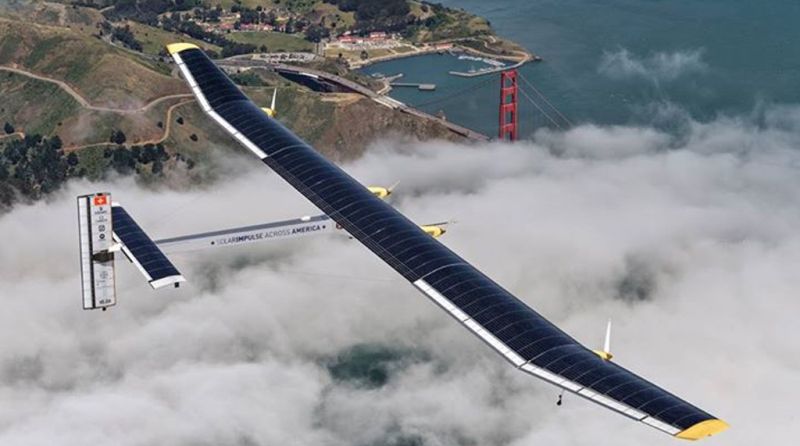 Solar Impulse2 L'immagine cattura il prototipo in volo nei cieli americani