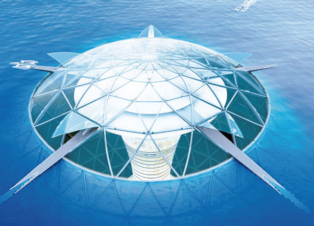 L'immagine &egrave; una ricostruzione della cupola posizionata al disopra del livello dell'acqua