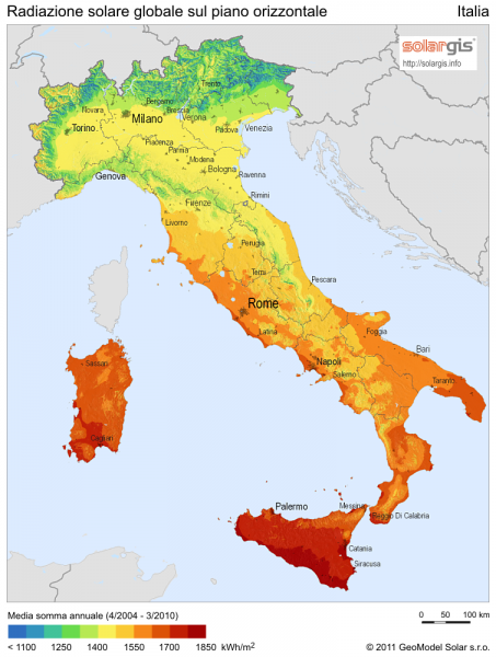 radiazione solare in Italia by SolarGis