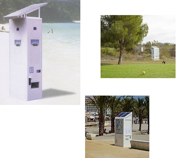 Installazioni distributore solare su spiaggia e campo da golf Installazioni distributore di bevande solare