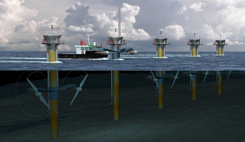 Impianto installato per sfruttare le correnti del mare