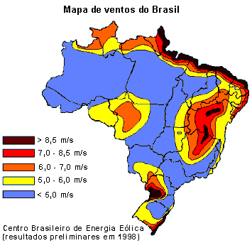 mappa dei venti in Brasile del 1998