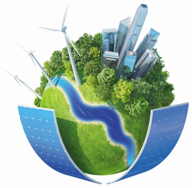 Immagine pianeta terra alimentato dalle energie rinnovabili