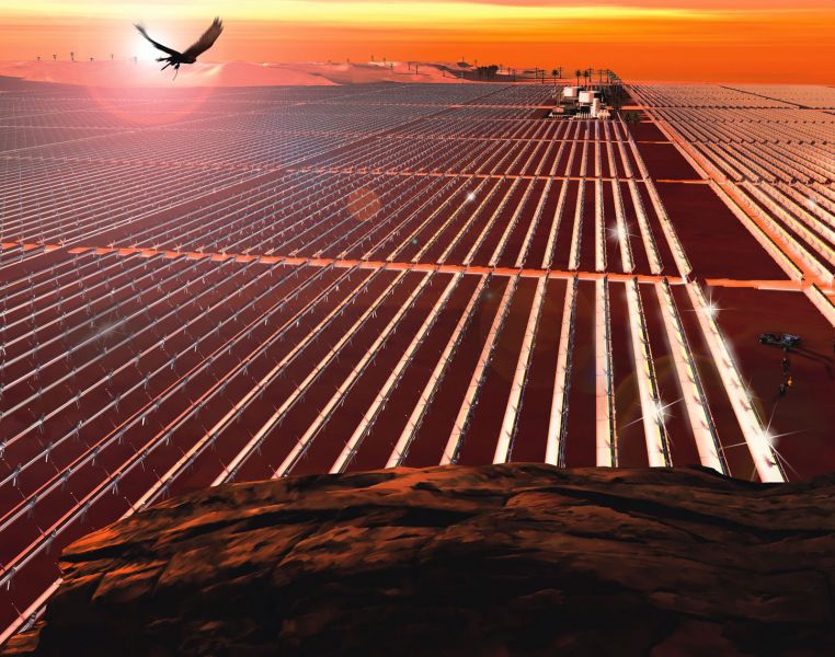 Distesa di pannelli fotovoltaici installati nel territorio africano